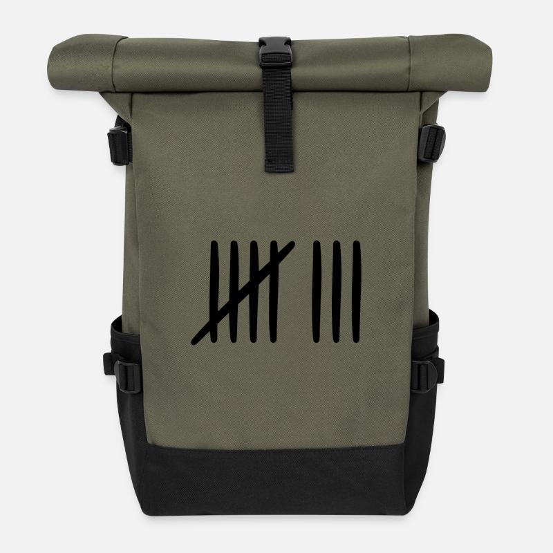 8. Geburtstag Strichliste 8 Jahre alt - Rolltop Rucksack - Olive/Schwarz