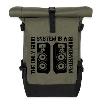 The Only Good System is a Soundsystem - Rolltop Rucksack - Olive/Schwarz - Vorne