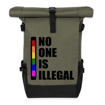 No one is illegal - Sac à dos roll top - olive/noir - Devant