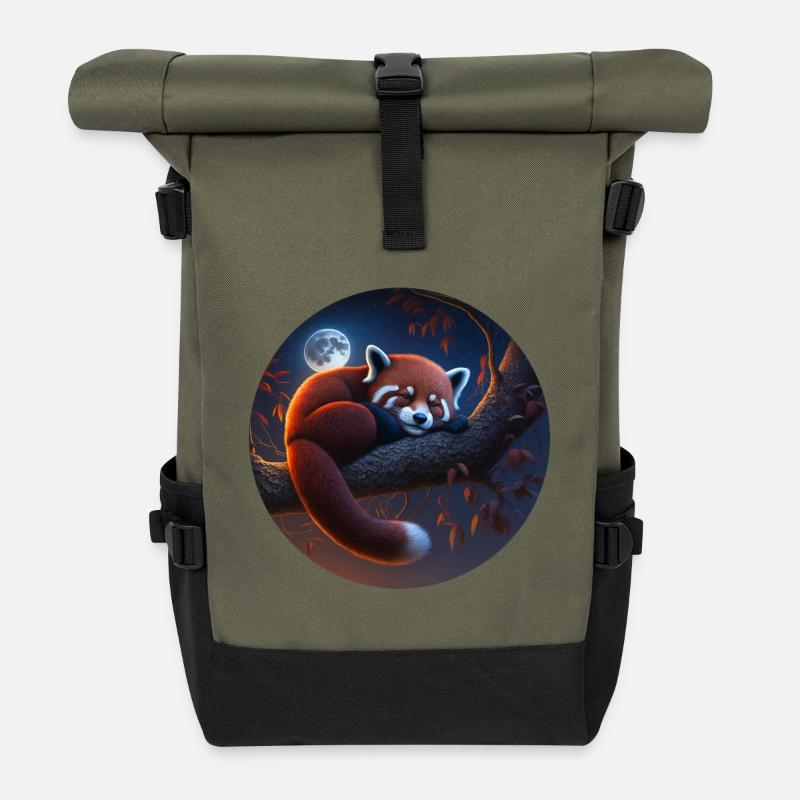 Petit panda - Sac à dos roll top - olive/noir