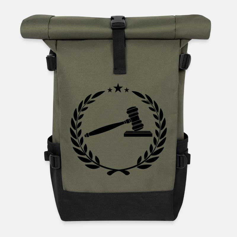 Marteau à vaisselle dans une couronne de laurier - Sac à dos roll top - olive/noir