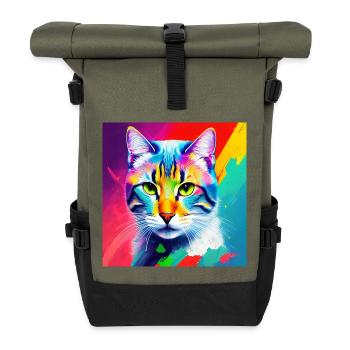 Noble Cat Peinture à l’huile Design Peintures à l’huile Peintures Sty - Sac à dos roll top - olive/noir - Devant