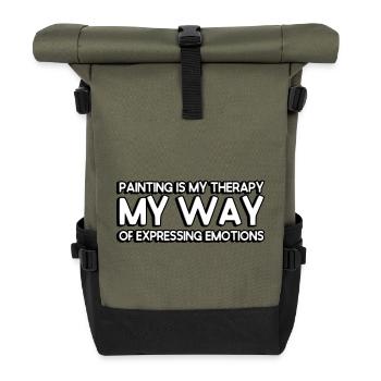 Painting is my therapy, my way of emotions. - Roll Top Backpack - olive/black - Front
