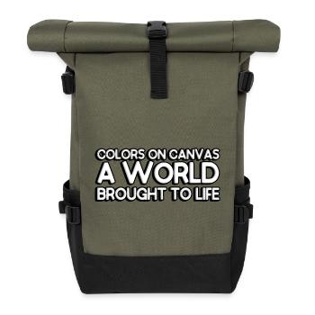 Colors on canvas, a world brought to life - Roll Top Backpack - olive/black - Front