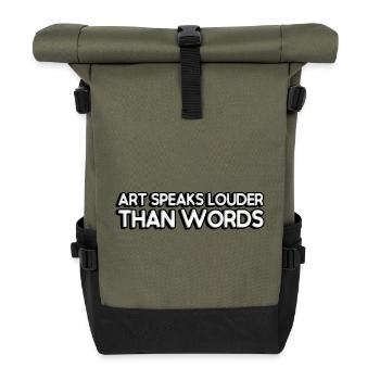 L’art parle plus fort que les mots - Sac à dos roll top - olive/noir - Devant