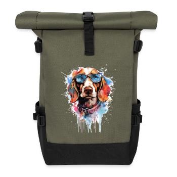 Chien - Sac à dos roll top - olive/noir - Devant