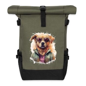 Chien - Sac à dos roll top - olive/noir - Devant