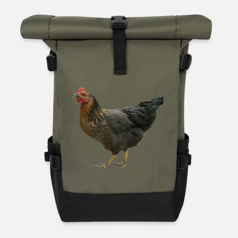 schwarzes Huhn - Rolltop Rucksack - Olive/Schwarz
