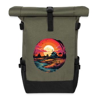 Paysage - Sac à dos roll top - olive/noir - Devant