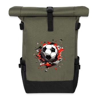 Fußball Ball - Rolltop Rucksack - Olive/Schwarz - Vorne