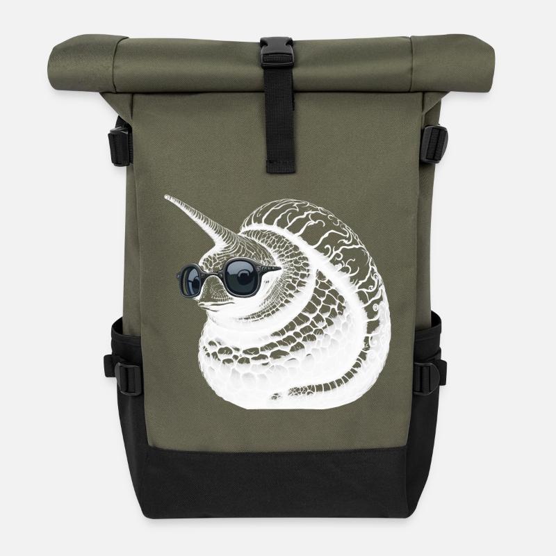Coole EinhornSchnecke - Rolltop Rucksack - Olive/Schwarz