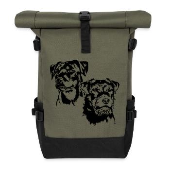 Deutscher Jagdterrier Jagdhunde Portrait Wilsigns - Rolltop Rucksack - Olive/Schwarz - Vorne