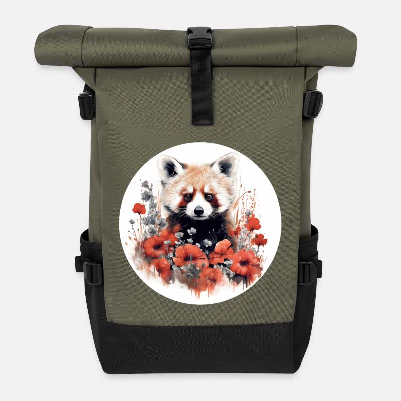 Roter Panda - Rolltop Rucksack - Olive/Schwarz