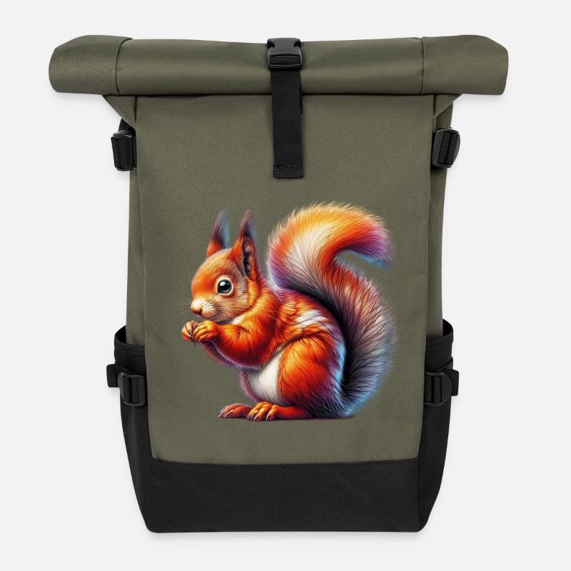 Eichhörnchen - Rolltop Rucksack - Olive/Schwarz
