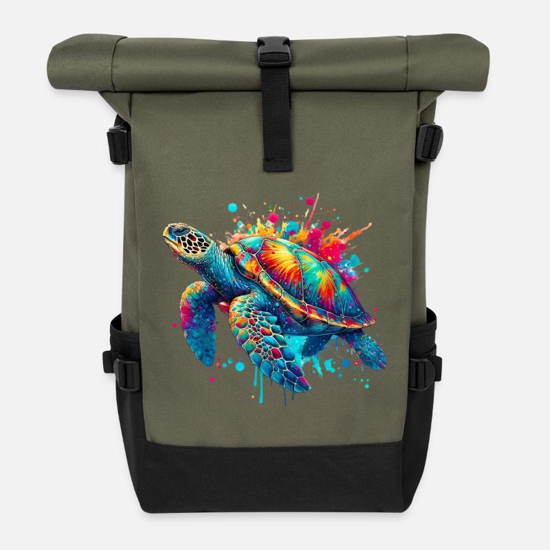Schildkröte - Rolltop Rucksack - Olive/Schwarz