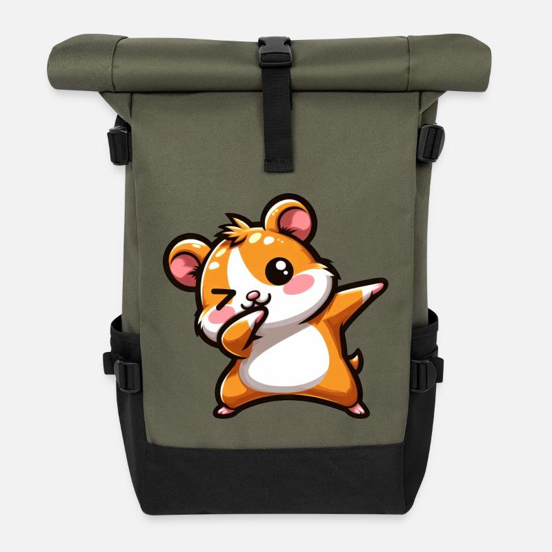 Hamster Dab Cochon d’Inde Cool Dabbing - Sac à dos roll top - olive/noir