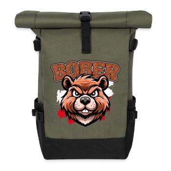 Bober | Polish trend design - Roll Top Backpack - olive/black - Front