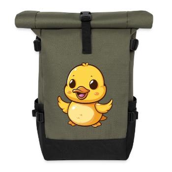 Happy duckling dances joyfully - Roll Top Backpack - olive/black - Front