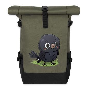 D’adorables amis corbeaux kawaii pour vous - Sac à dos roll top - olive/noir - Devant