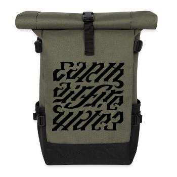 Ambigramm - earth-air-fire - Rolltop Rucksack - Olive/Schwarz - Vorne