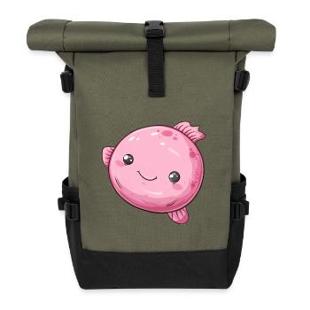 Poisson à bulles rose avec un sourire charmant - Sac à dos roll top - olive/noir - Devant