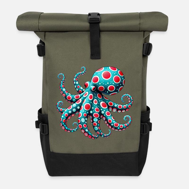 Pieuvre - Sac à dos roll top - olive/noir