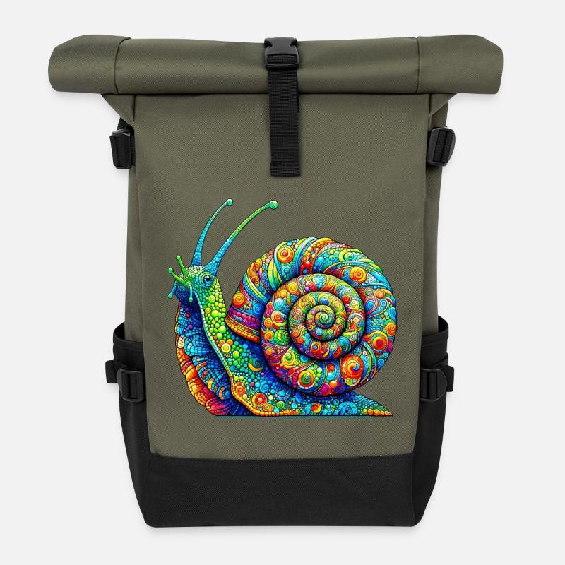 Schnecke - Rolltop Rucksack - Olive/Schwarz