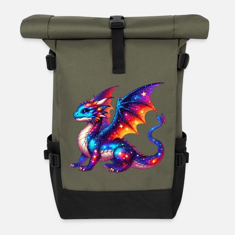 Drache - Rolltop Rucksack - Olive/Schwarz