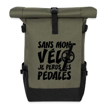 SANS MON VÉLO, JE PERDS LES PÉDALES ! - Sac à dos roll top - olive/noir - Devant