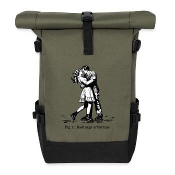 BADINAGE ARTISTIQUE ! (amour, patinage, hiver,ski) - Sac à dos roll top - olive/noir - Devant