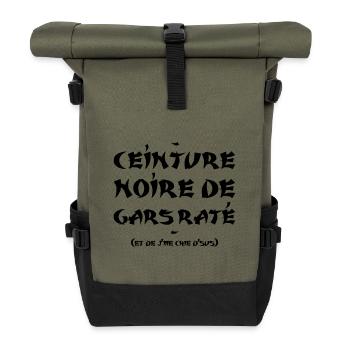 JE SUIS CEINTURE NOIRE DE GARS RATÉ ! (humour) - Sac à dos roll top - olive/noir - Devant