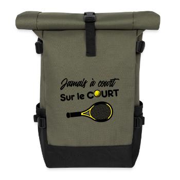 JAMAIS À COURT SUR LE COURT ! (tennis) - Sac à dos roll top - olive/noir - Devant
