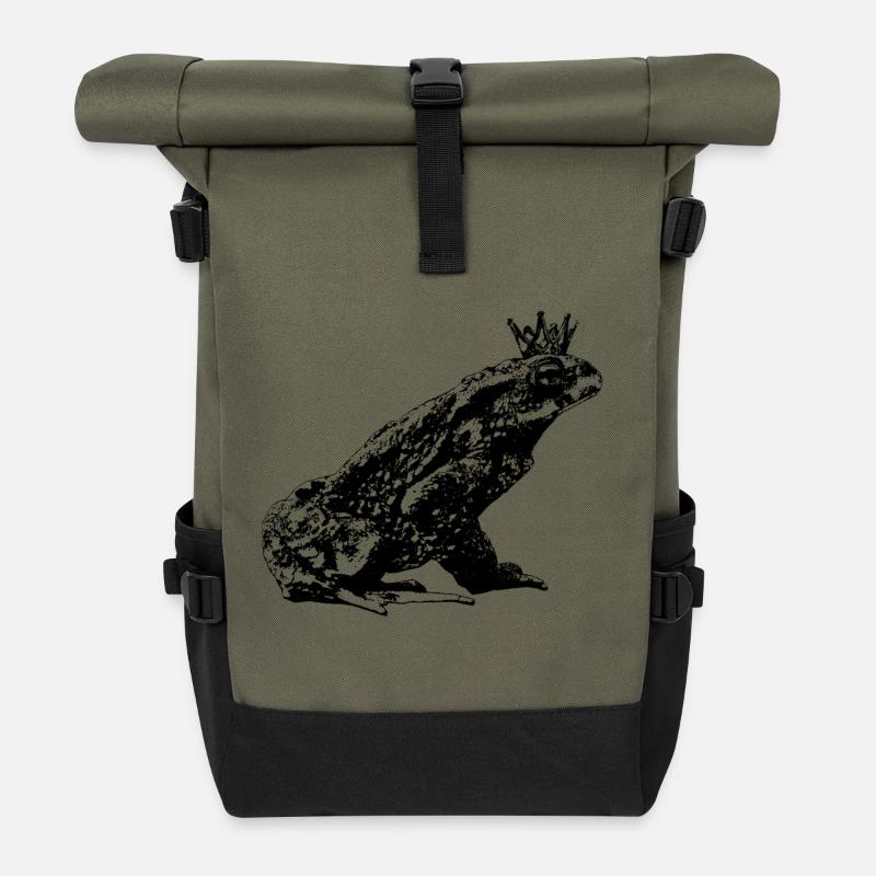 Crowned Toad - Roll Top Backpack - olive/black