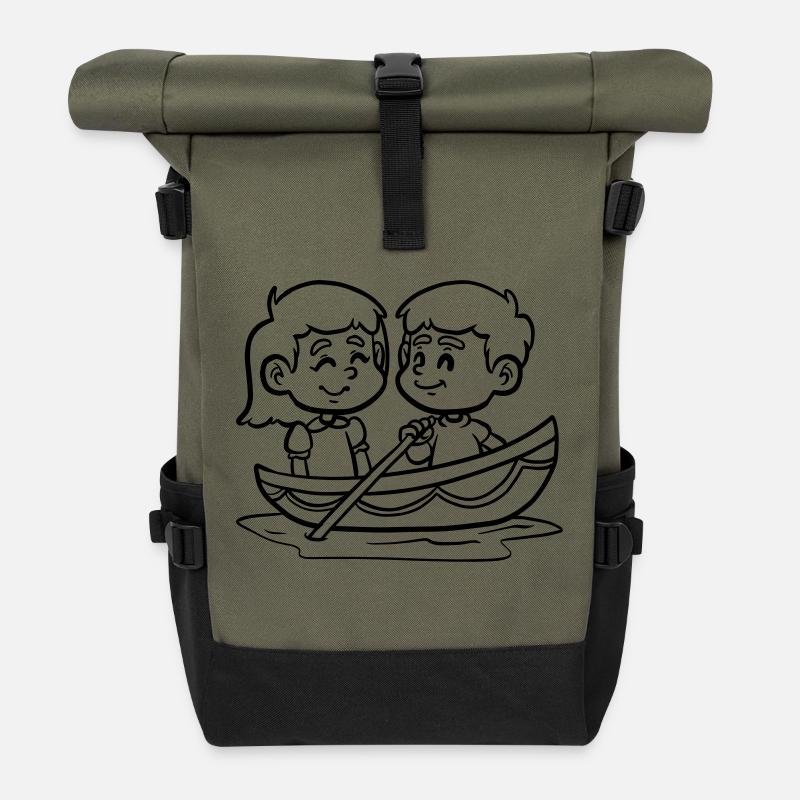 Segeln Süße Geschenk Geschenkidee - Rolltop Rucksack - Olive/Schwarz