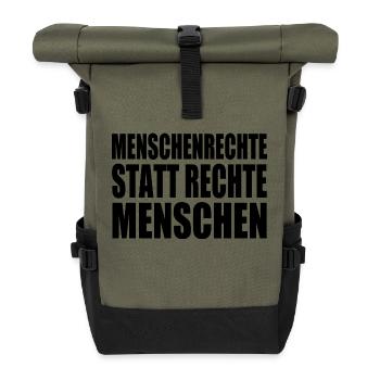 menschenrechte statt rechte menschen - Rolltop Rucksack - Olive/Schwarz - Vorne