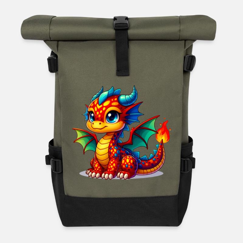 Drache - Rolltop Rucksack - Olive/Schwarz