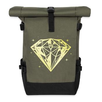 Diamond Jewel Gold Silhouette - Roll Top Backpack - olive/black - Front