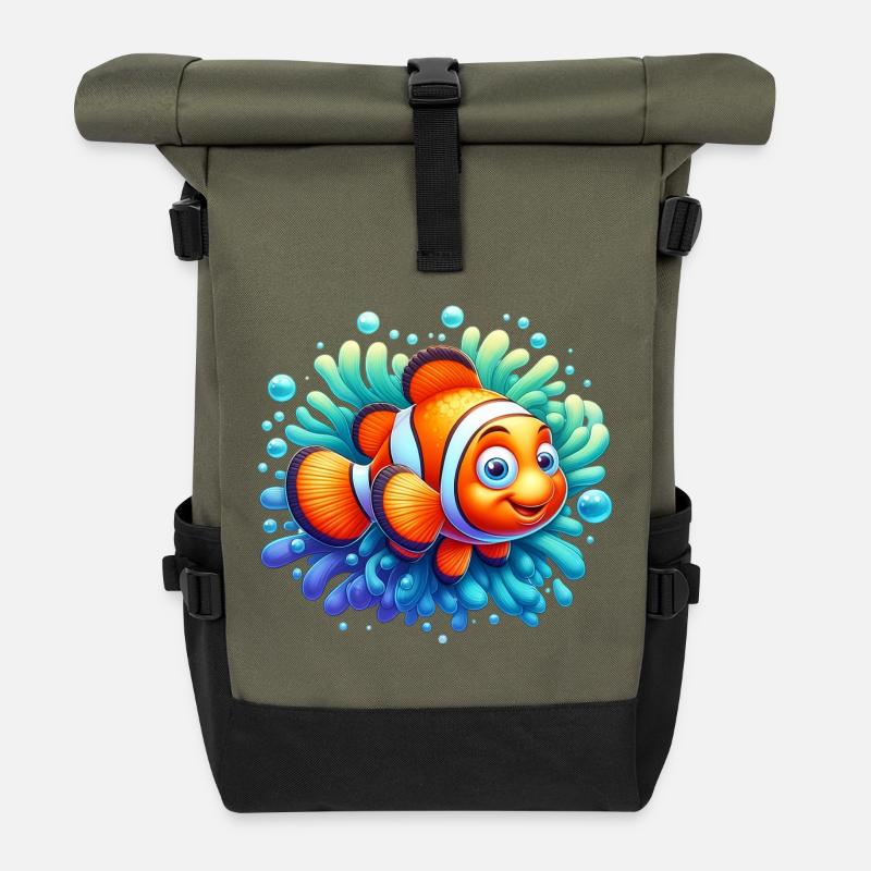 Clownfisch - Rolltop Rucksack - Olive/Schwarz