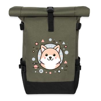 Cute dog – cute design in Japanese style - Roll Top Backpack - olive/black - Front