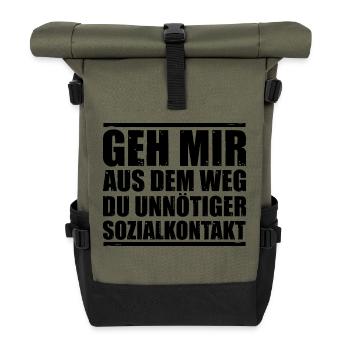 Lustiger Spruch Bild Witzig Humor Geschenkidee - Rolltop Rucksack - Olive/Schwarz - Vorne