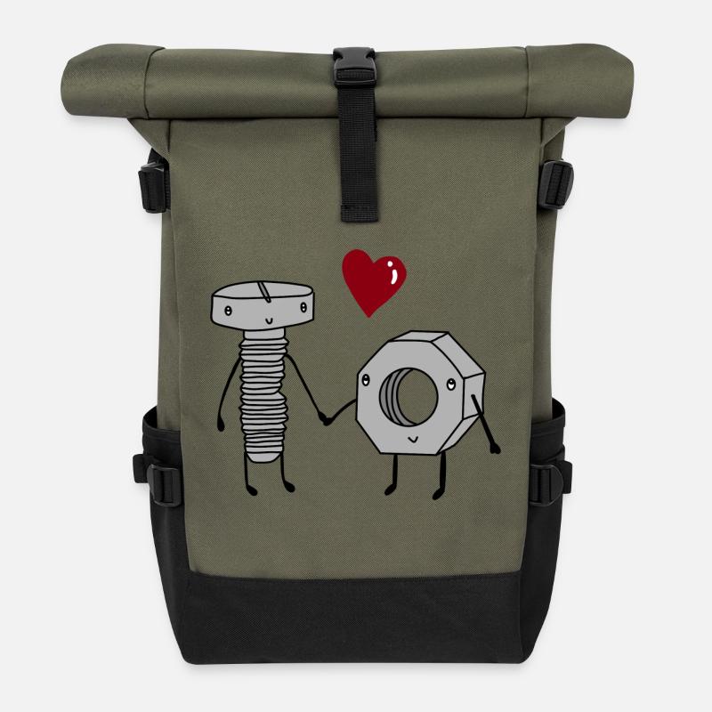Boulon et écrou amoureux - Sac à dos roll top - olive/noir