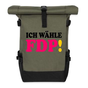 Ich wähle fdp - Rolltop Rucksack - Olive/Schwarz - Vorne