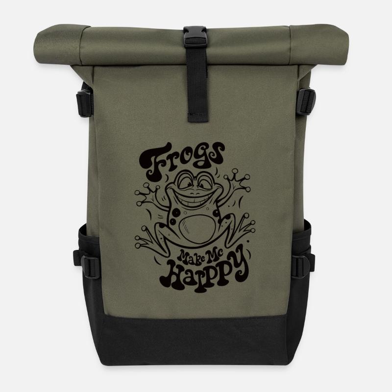 Frösche machen mich glücklich - Rolltop Rucksack - Olive/Schwarz