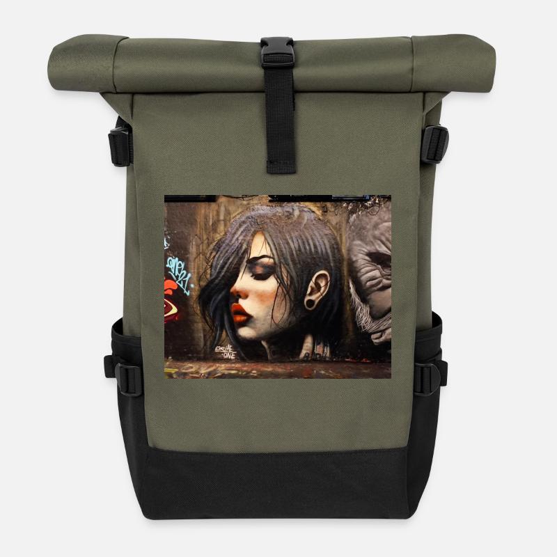 London 2 - Rolltop Rucksack - Olive/Schwarz