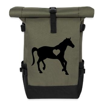 horse love heart - Rolltop Rucksack - Olive/Schwarz - Vorne