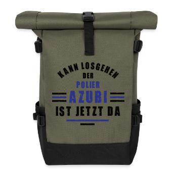 Azubi Polier Lehre Ausbildung Polierausbildung - Rolltop Rucksack - Olive/Schwarz - Vorne