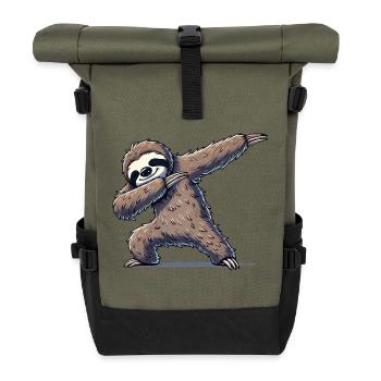 Faultier Dabbing - Rolltop Rucksack - Olive/Schwarz - Vorne
