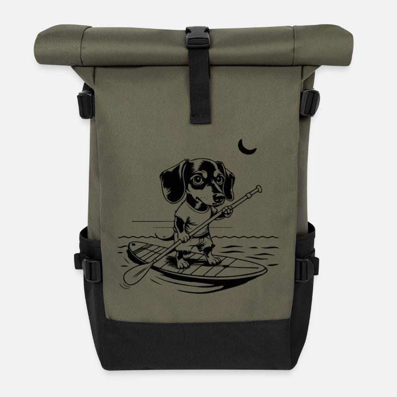 SUP SURFEN - Rolltop Rucksack - Olive/Schwarz