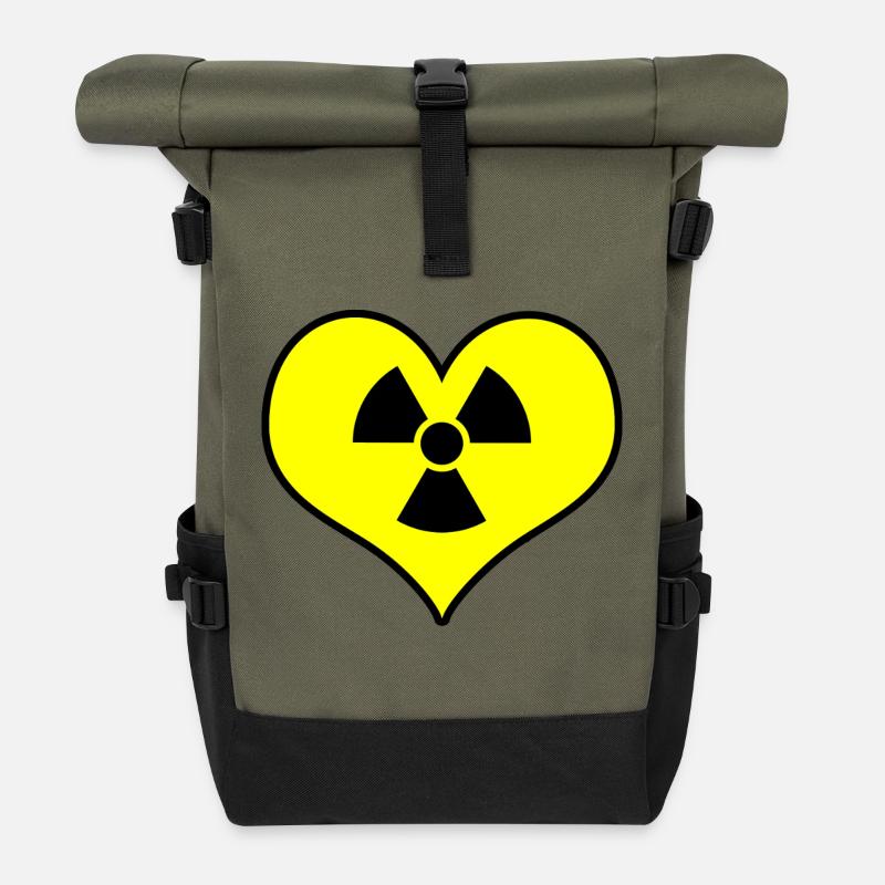 Liebe Strahlung - Rolltop Rucksack - Olive/Schwarz