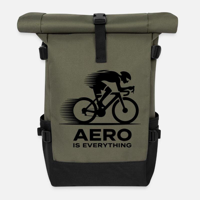 Aero Cyclist Silhouette Geschenk - Rolltop Rucksack - Olive/Schwarz